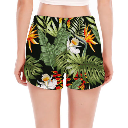 Hawaii Tropical Plants Pattern Print Women's Split Running Shorts