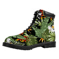 Hawaii Tropical Plants Pattern Print Padded Collar Lace Up Boots