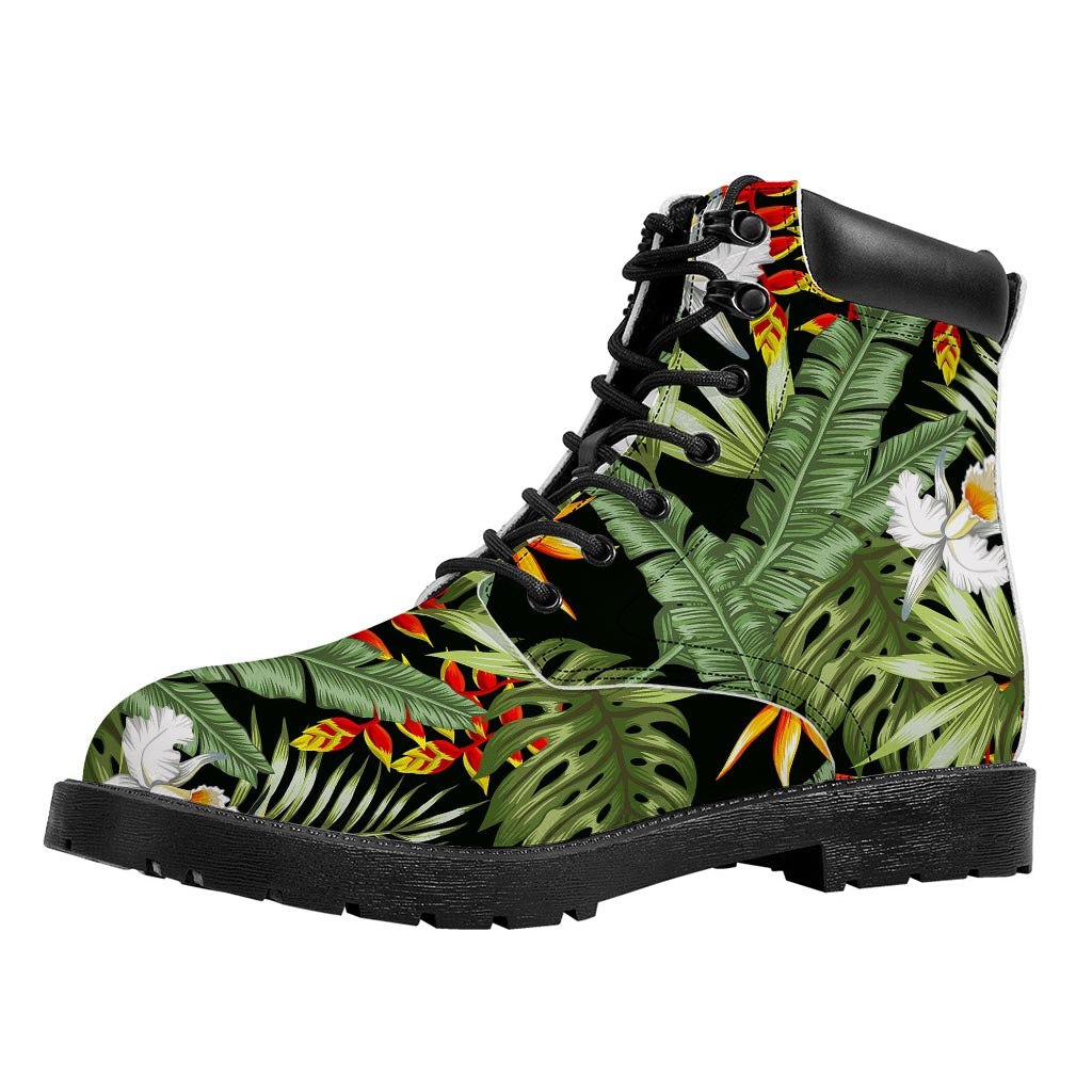 Hawaii Tropical Plants Pattern Print Work Boots