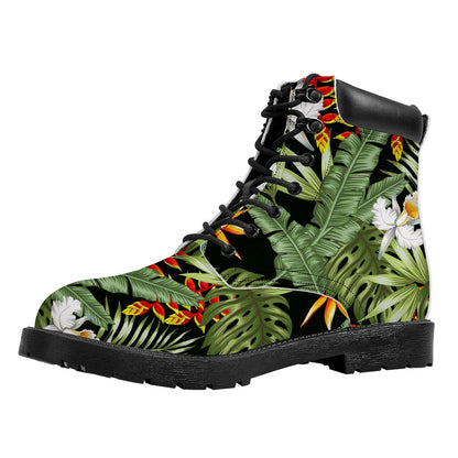Hawaii Tropical Plants Pattern Print Work Boots