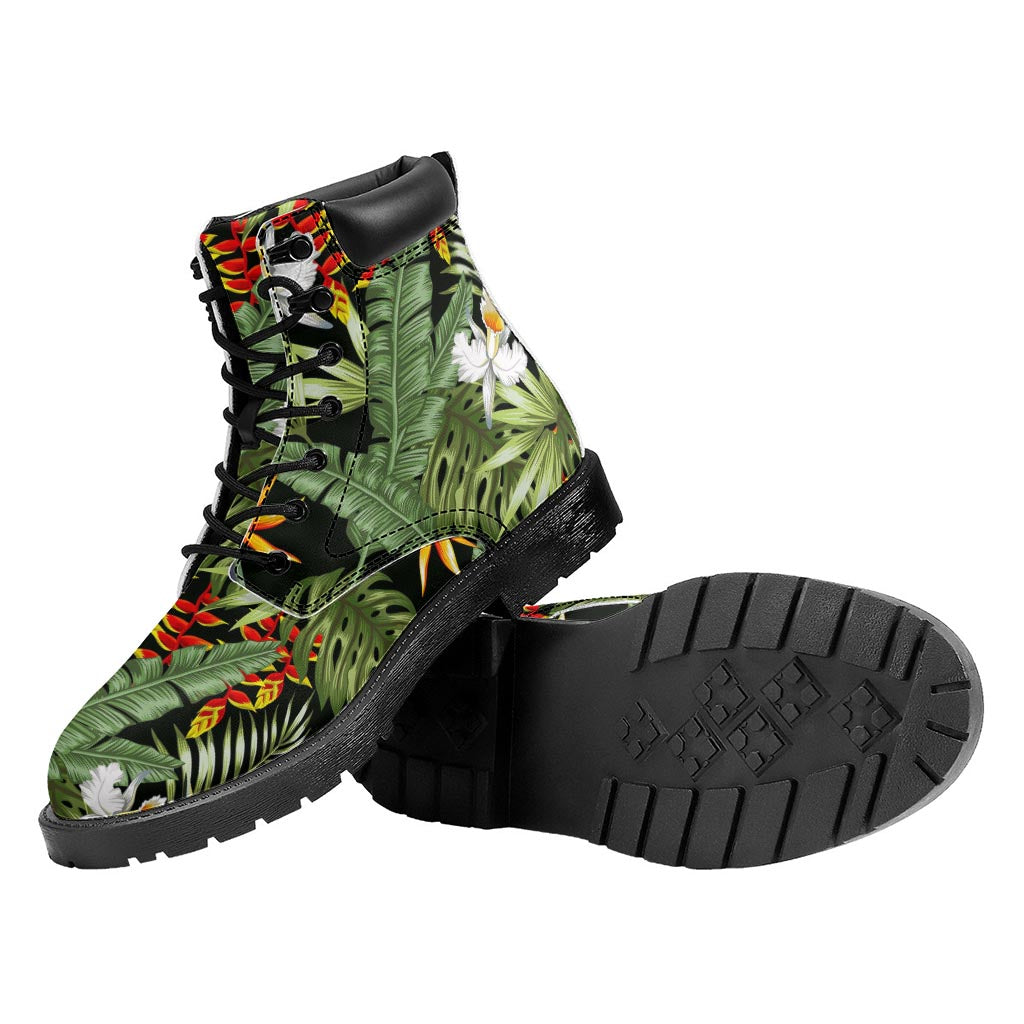 Hawaii Tropical Plants Pattern Print Work Boots