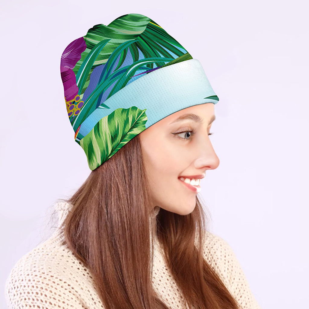 Hawaiian Aloha Flower Print Beanie