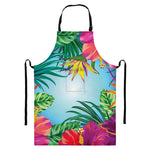 Hawaiian Aloha Flower Print Bib Apron With Pocket