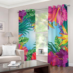 Hawaiian Aloha Flower Print Blackout Grommet Curtains