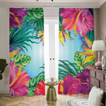 Hawaiian Aloha Flower Print Blackout Pencil Pleat Curtains