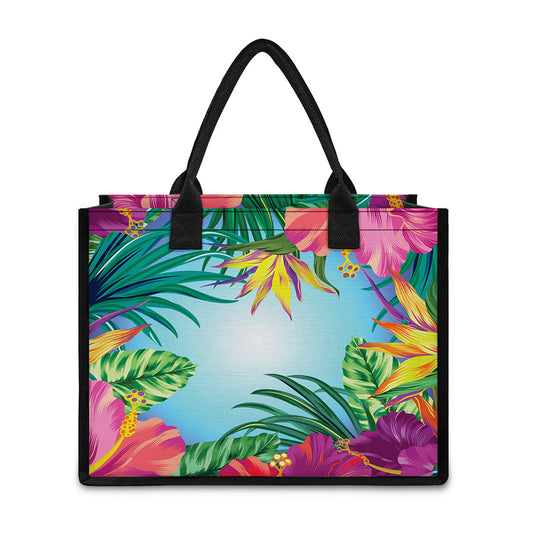 Hawaiian Aloha Flower Print Canvas Tote Bag