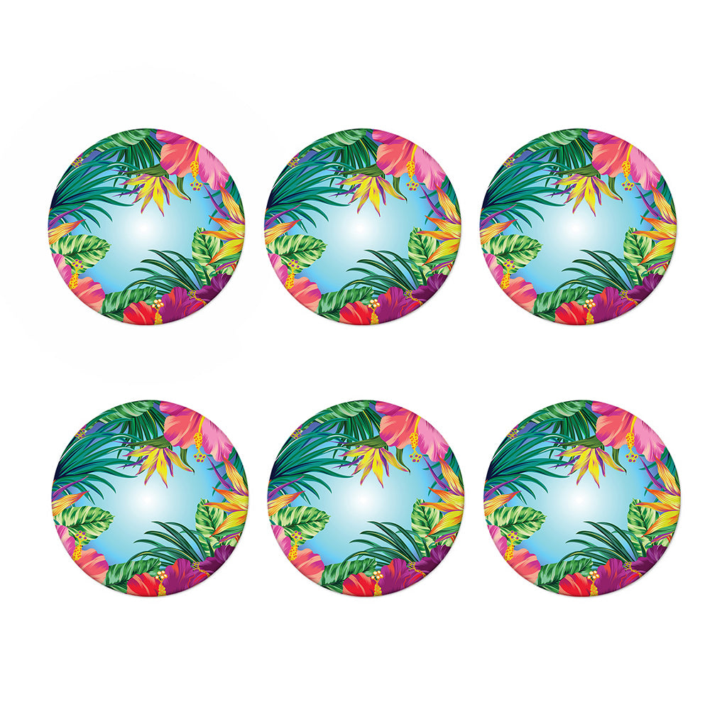 Hawaiian Aloha Flower Print Coaster Set