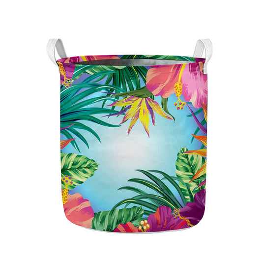 Hawaiian Aloha Flower Print Collapsible Laundry Basket