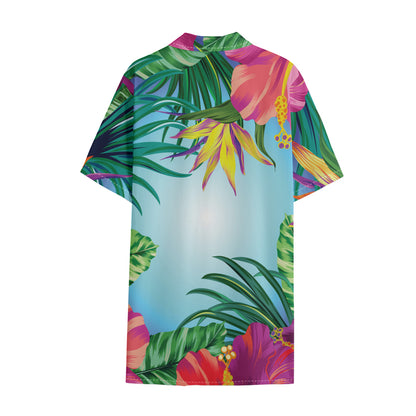 Hawaiian Aloha Flower Print Cotton Hawaiian Shirt