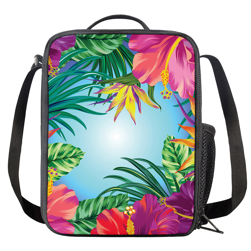 Hawaiian Aloha Flower Print Crossbody Lunch Bag