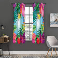 Hawaiian Aloha Flower Print Grommet Curtain Panels