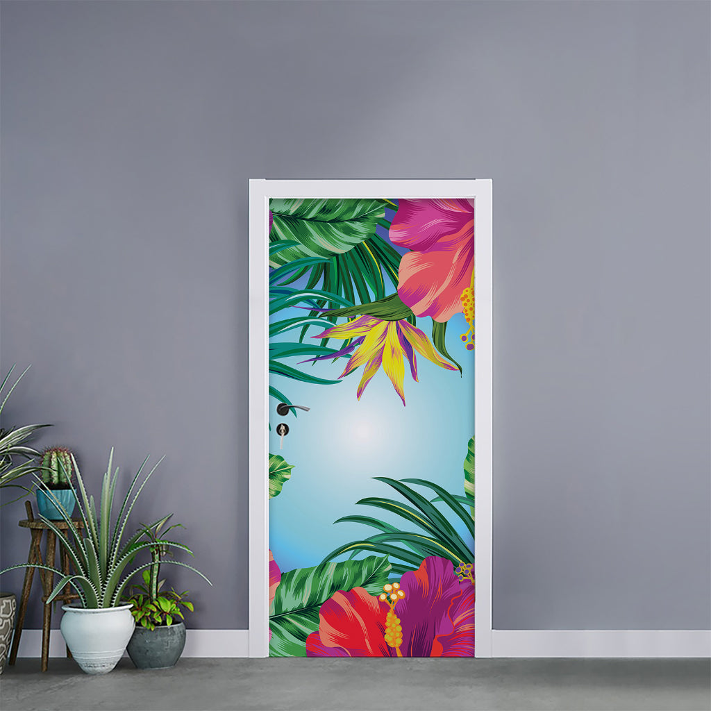 Hawaiian Aloha Flower Print Door Sticker