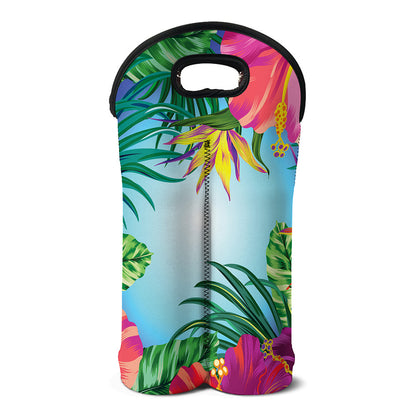 Hawaiian Aloha Flower Print Double Neoprene Wine Tote