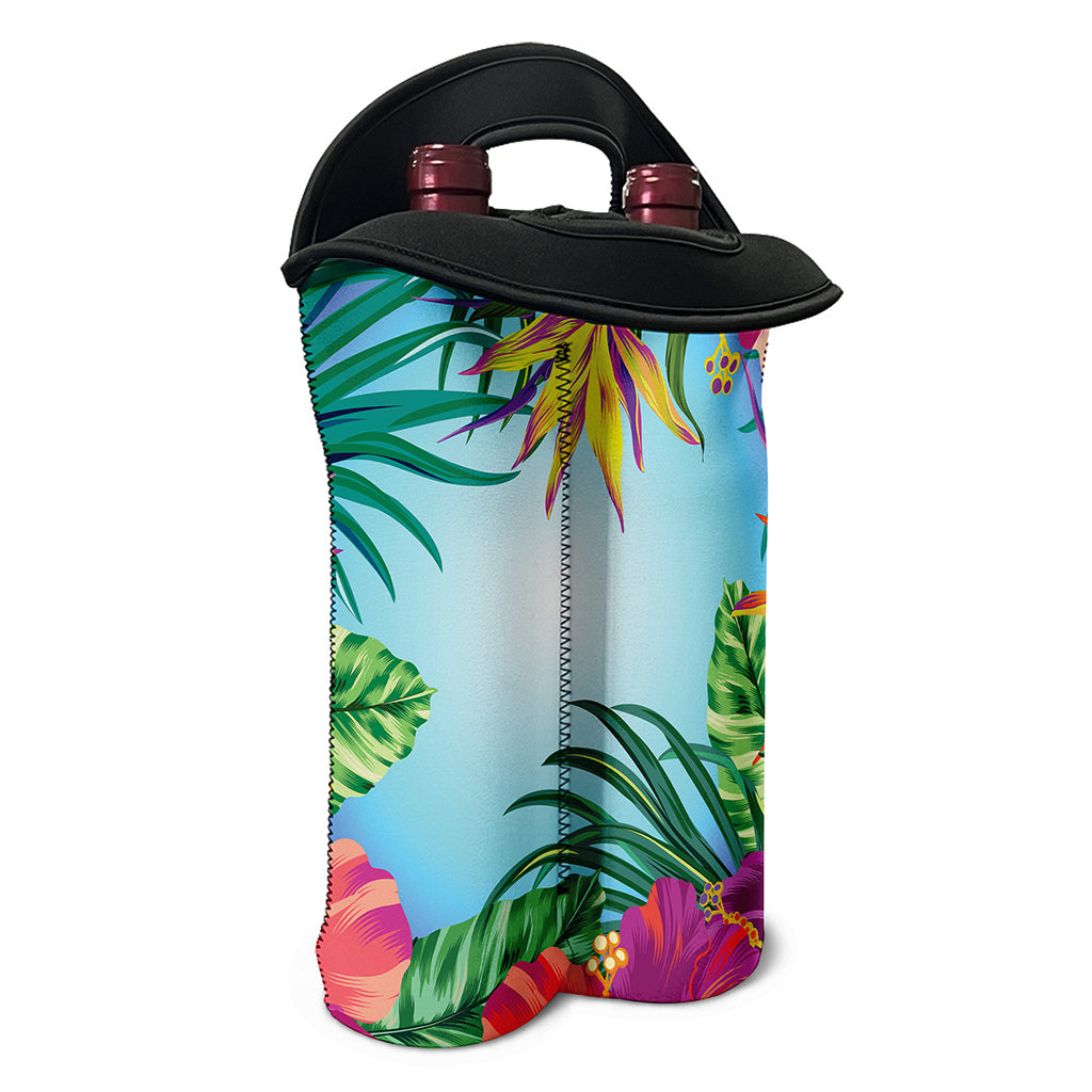 Hawaiian Aloha Flower Print Double Neoprene Wine Tote