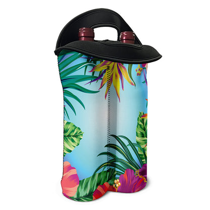 Hawaiian Aloha Flower Print Double Neoprene Wine Tote