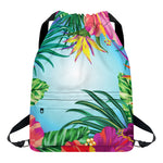 Hawaiian Aloha Flower Print Drawstring Backpack