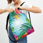 Hawaiian Aloha Flower Print Drawstring Backpack