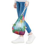 Hawaiian Aloha Flower Print Drawstring Bag
