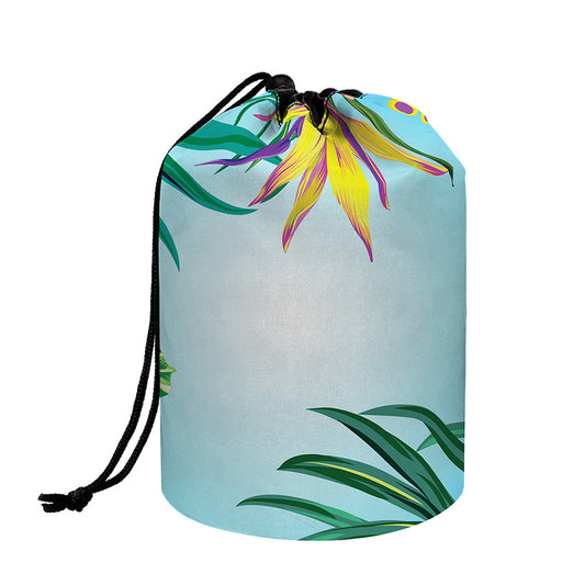 Hawaiian Aloha Flower Print Drawstring Makeup Bag
