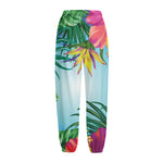 Hawaiian Aloha Flower Print Fleece Lined Knit Pants
