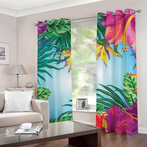 Hawaiian Aloha Flower Print Grommet Curtains