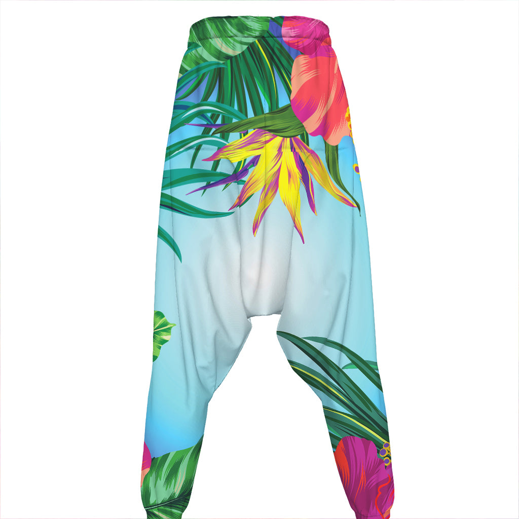 Hawaiian Aloha Flower Print Hammer Pants