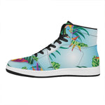Hawaiian Aloha Flower Print High Top Leather Sneakers