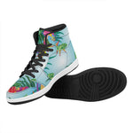 Hawaiian Aloha Flower Print High Top Leather Sneakers