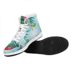 Hawaiian Aloha Flower Print High Top Leather Sneakers