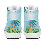 Hawaiian Aloha Flower Print High Top Leather Sneakers