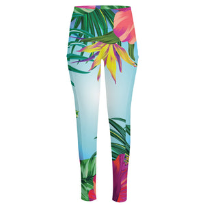 Hawaiian Aloha Flower Print High-Waisted Pocket Leggings