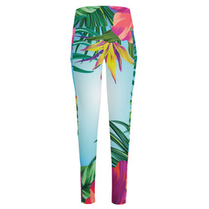 Hawaiian Aloha Flower Print High-Waisted Pocket Leggings