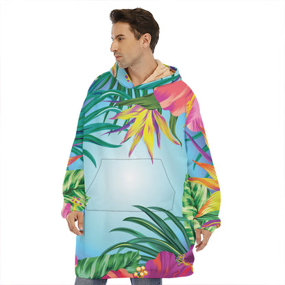 Hawaiian Aloha Flower Print Hoodie Blanket