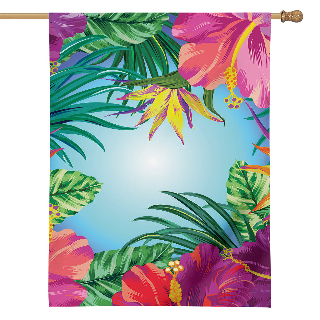 Hawaiian Aloha Flower Print House Flag