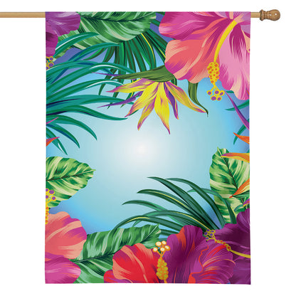 Hawaiian Aloha Flower Print House Flag
