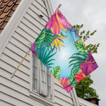 Hawaiian Aloha Flower Print House Flag