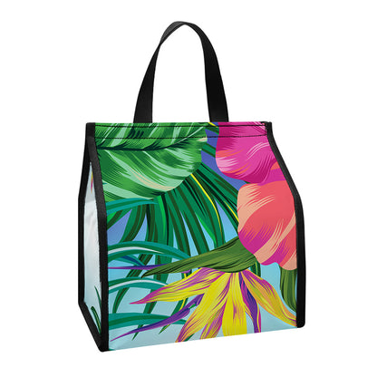 Hawaiian Aloha Flower Print Insulated Lunch Tote