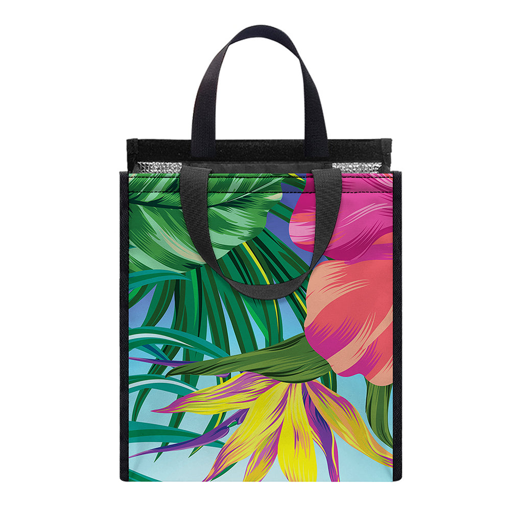 Hawaiian Aloha Flower Print Insulated Lunch Tote