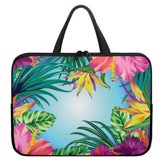 Hawaiian Aloha Flower Print Laptop Sleeve With Handle