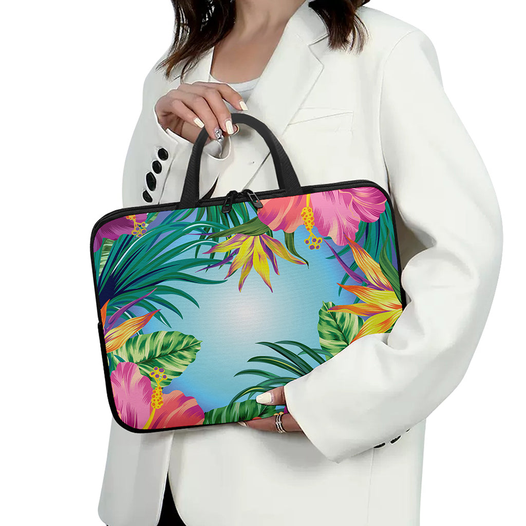 Hawaiian Aloha Flower Print Laptop Sleeve With Handle