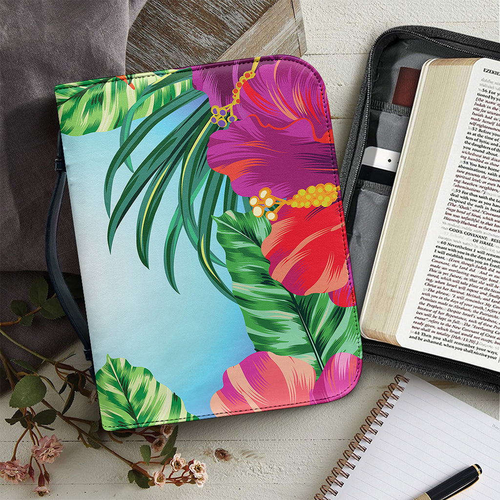 Hawaiian Aloha Flower Print Leather Bible Cover