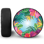 Hawaiian Aloha Flower Print Leather Spare Tire Cover