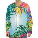 Hawaiian Aloha Flower Print Long Sleeve Baseball Jersey