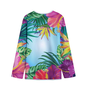 Hawaiian Aloha Flower Print Long Sleeve Short Coat