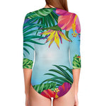 Hawaiian Aloha Flower Print Long Sleeve Swimsuit