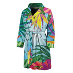 Hawaiian Aloha Flower Print Men's Bathrobe
