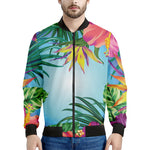 Hawaiian Aloha Flower Print Men's Bomber Jacket