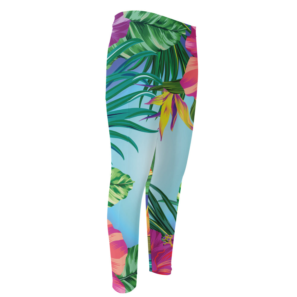 Hawaiian Aloha Flower Print Men's Compression Pants