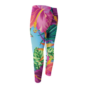 Hawaiian Aloha Flower Print Men's Compression Pants