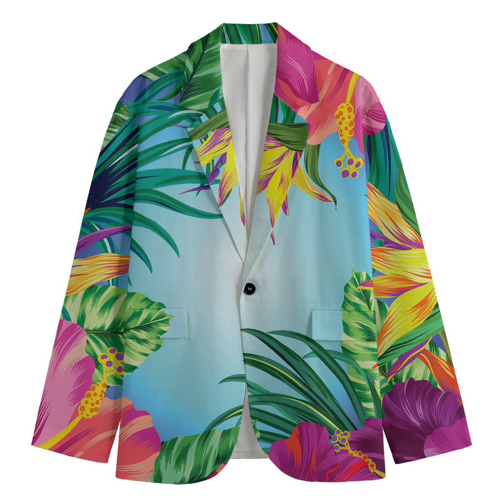 Hawaiian Aloha Flower Print Men's Cotton Blazer